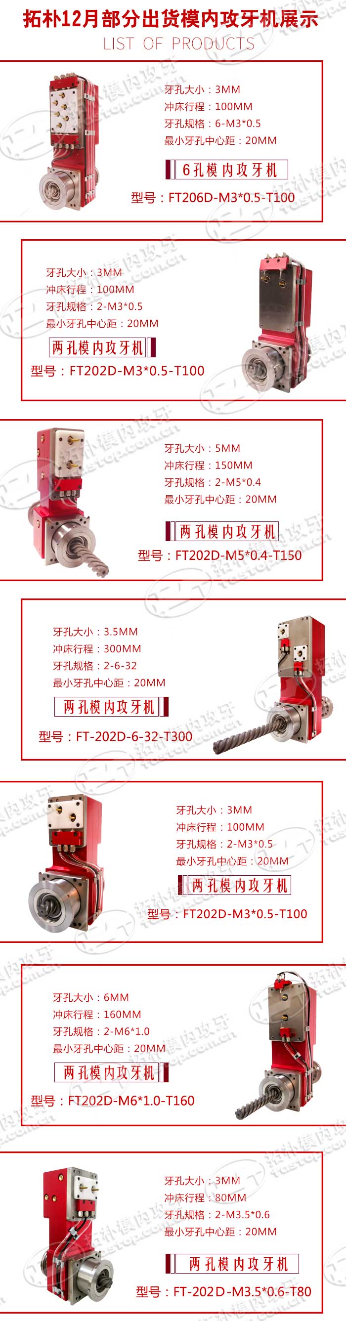 東莞拓樸12月部分模內(nèi)攻牙出貨展示